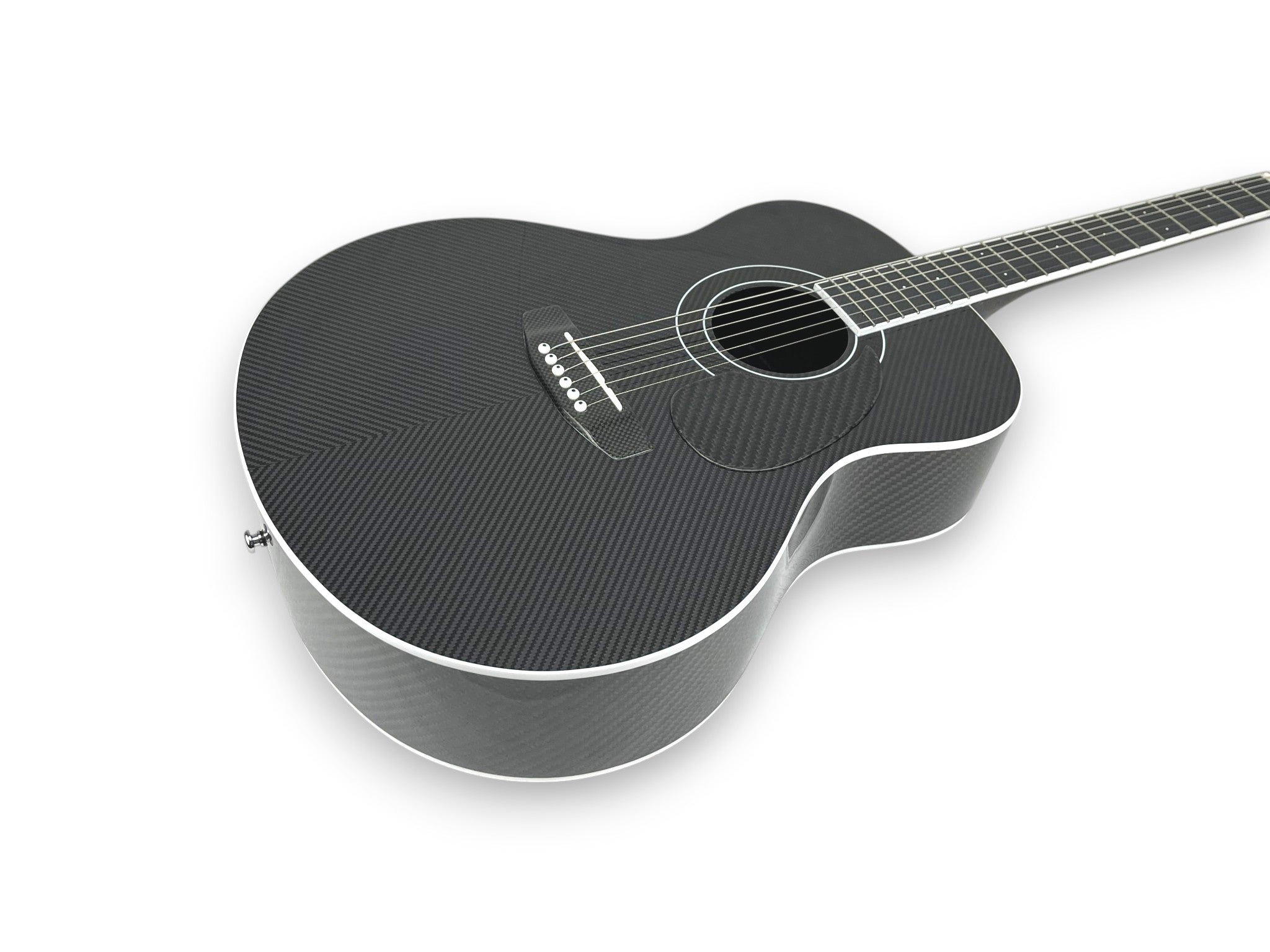 Grand Auditorium Carbon Fiber Acoustic Guitar Front Side Detail Bookmatched Chevron Pattern Guitar bridge   - Heritage Series - Professional Performance