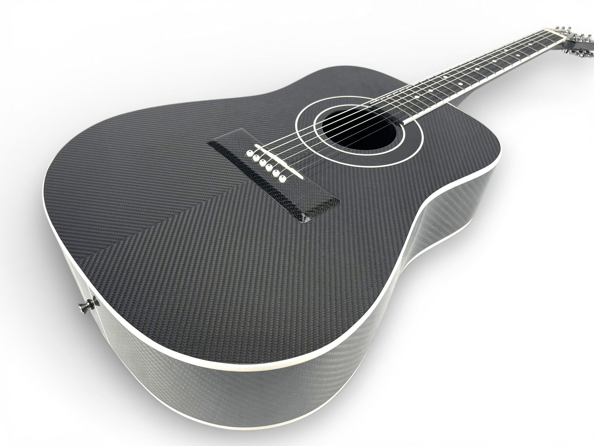 Dreadnought Cutaway Carbon Fiber Acoustic Guitar Front Side Chevron Pattern V pattern Twill Weave White Edge  - Heritage Series - Professional Performance