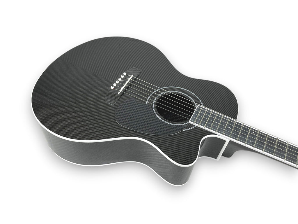 Grand Auditorium Cutaway Carbon Fiber Acoustic Guitar Front Side Detail Bookmatched Chevron Pattern Guitar bridge Backguard   - Heritage Series - Professional Performance