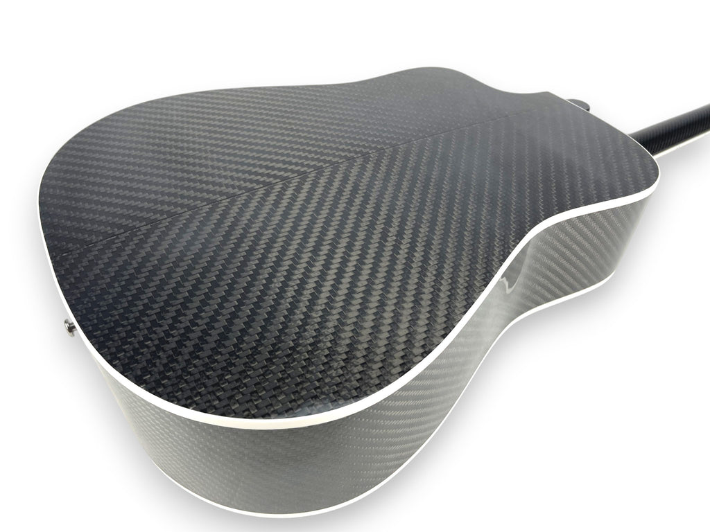Dreadnought Cutaway Carbon Fiber Acoustic Guitar Back Side Chevron Pattern V pattern Detail Twill Weave  - Heritage Series - Professional Performance