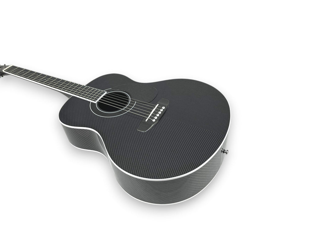 Grand Auditorium Carbon Fiber Acoustic Guitar Front Side Detail Bookmatched Chevron Pattern Guitar bridge Backguard   - Heritage Series - Professional Performance
