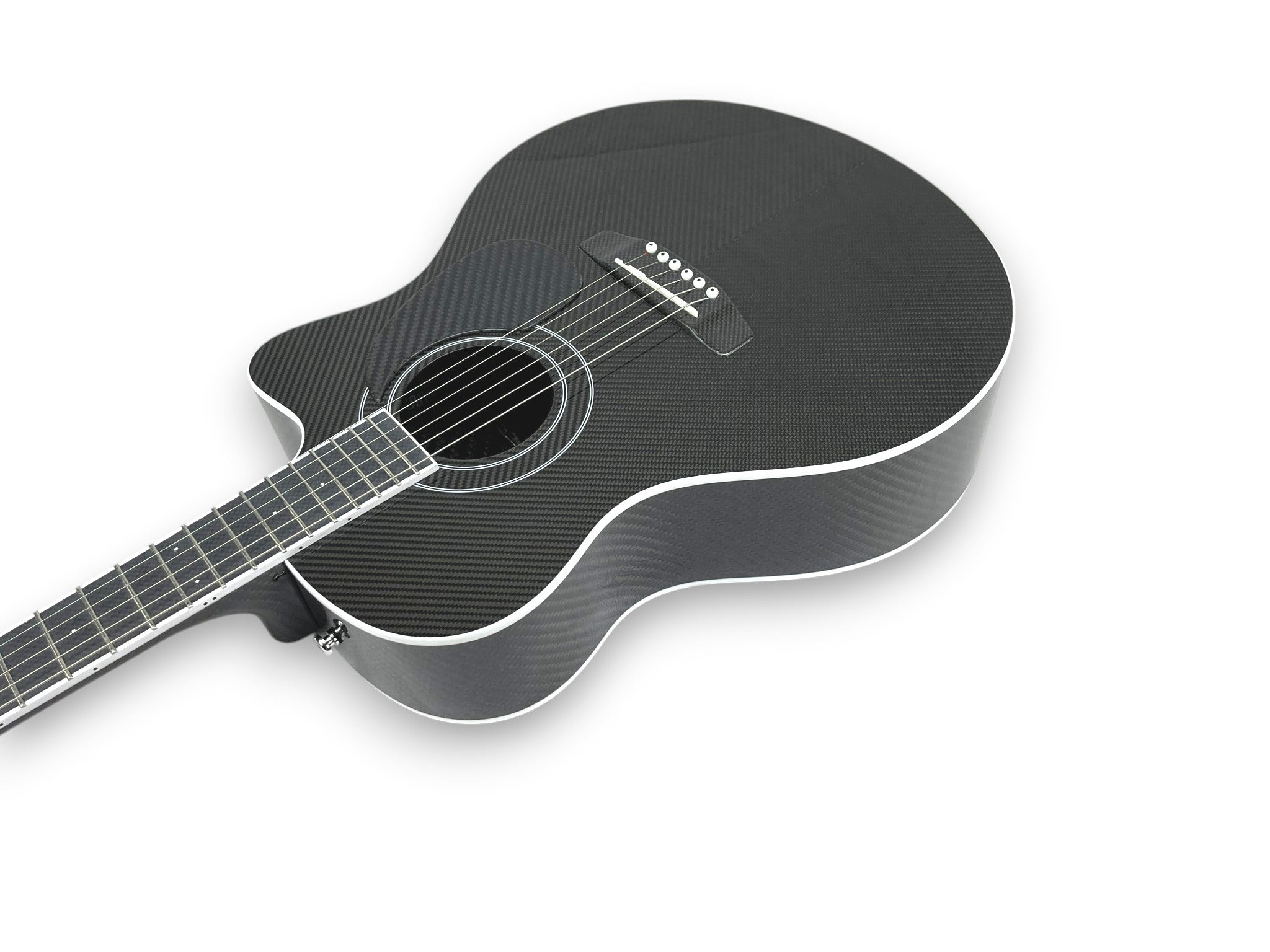 Grand Auditorium Cutaway Carbon Fiber Acoustic Guitar Front Side Detail Bookmatched Chevron Pattern Guitar bridge Backguard   - Heritage Series - Professional Performance