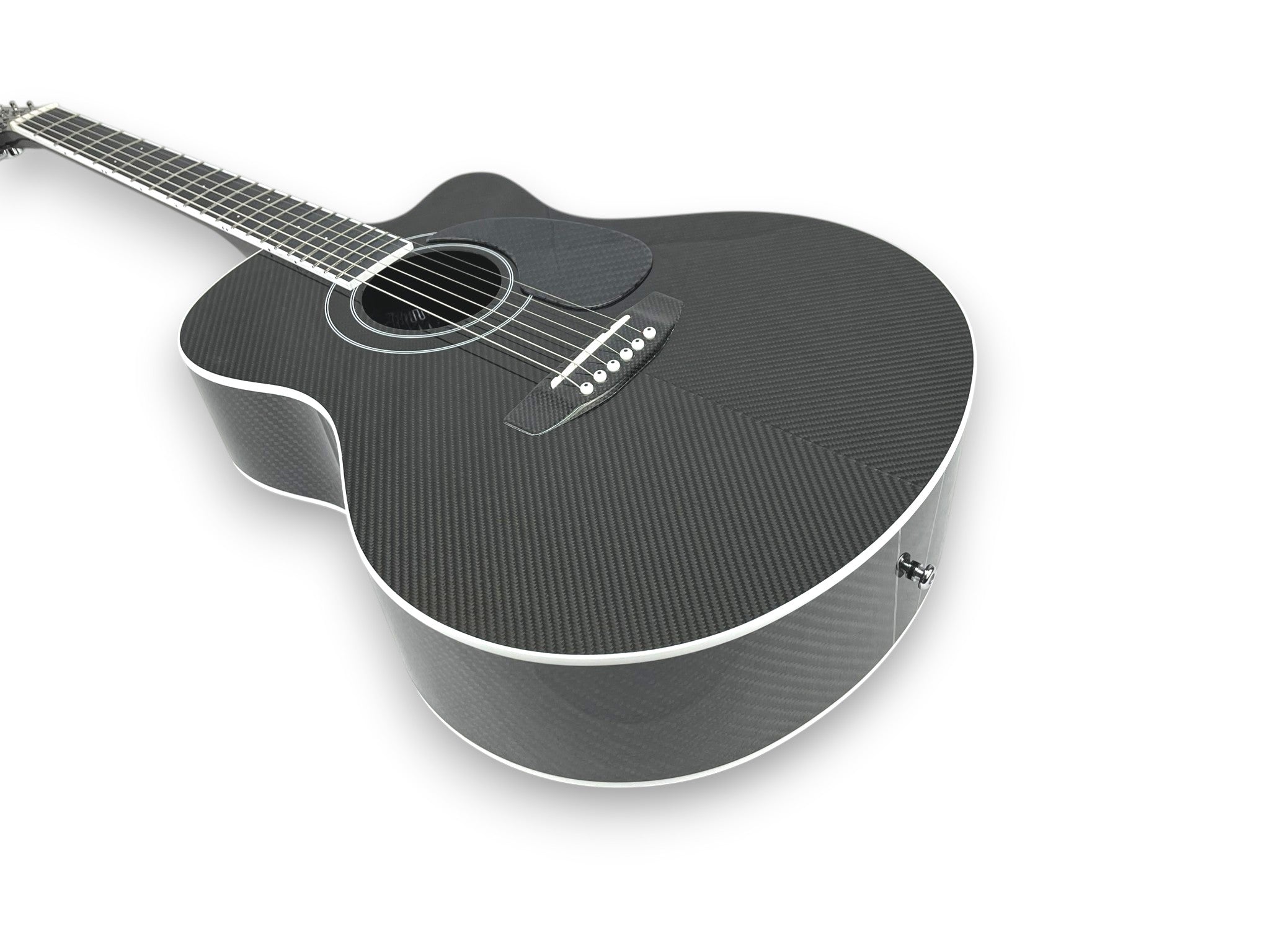 Grand Auditorium Cutaway Carbon Fiber Acoustic Guitar Front Side Detail Bookmatched Chevron Pattern Guitar bridge Backguard   - Heritage Series - Professional Performance
