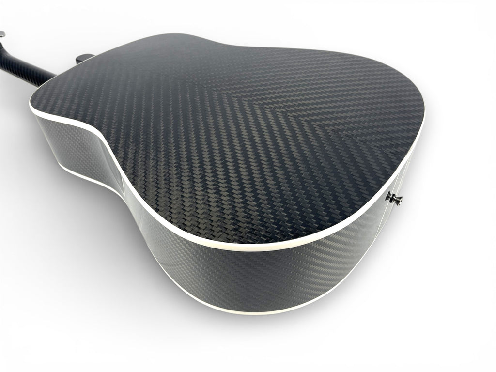 Dreadnought Cutaway Carbon Fiber Acoustic Guitar Back Side Chevron Pattern  Detail V pattern Twill Weave  - Heritage Series - Professional Performance