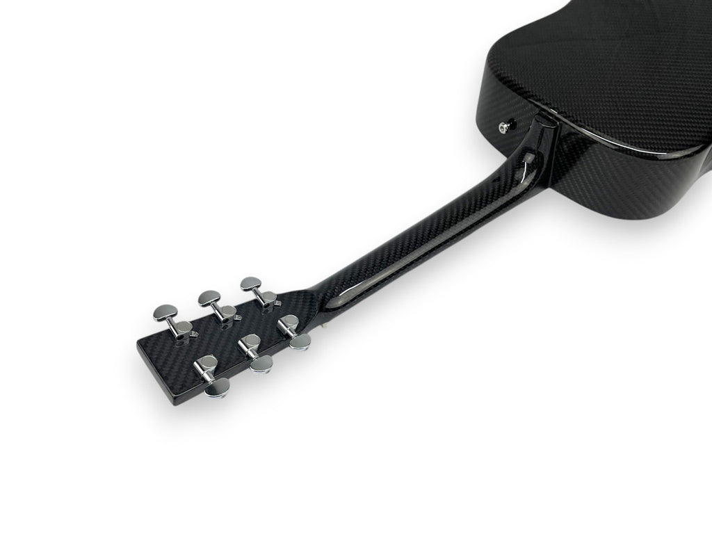 Monolith Series Carbon Fiber Guitar Dreadnought detail neck fingerboard back side - Integrated Two-Piece Construction - Modern Acoustic