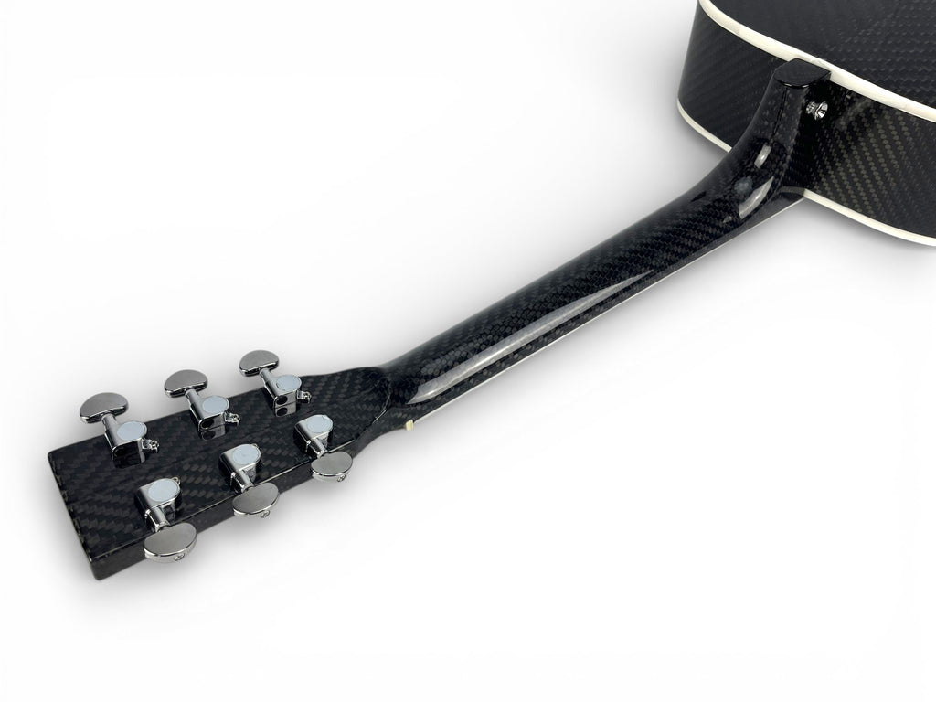 Dreadnought Carbon Fiber Acoustic Guitar Neck Back Side Detail Tuning Pegs Chrome - Heritage Series - Professional Performance