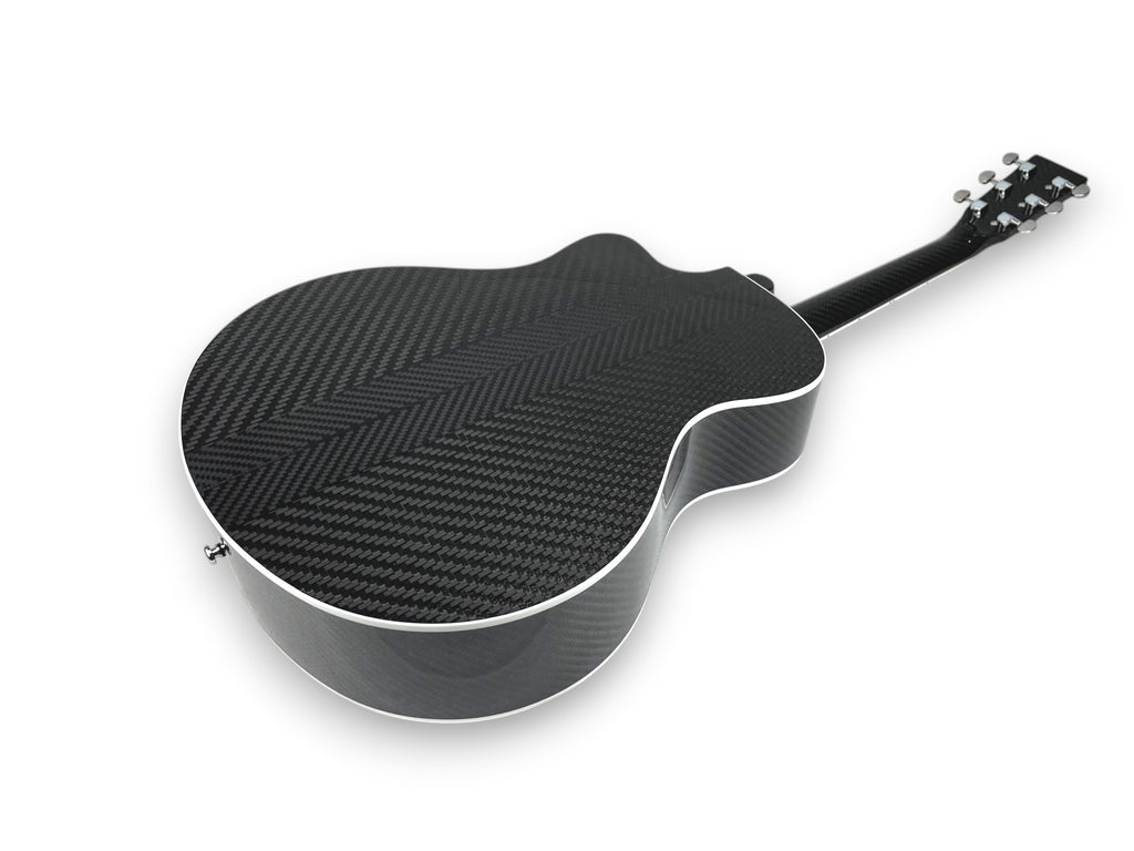 Grand Auditorium Cutaway Carbon Fiber Acoustic Guitar Back Side Detail Bookmatched Chevron Pattern Guitar Twill Weave Twill Pattern   - Heritage Series - Professional Performance