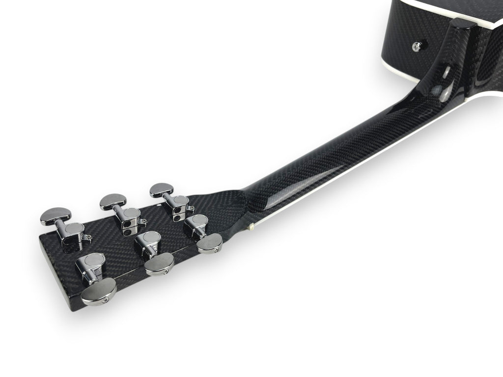Dreadnought Cutaway Carbon Fiber Acoustic Guitar Neck Back Side Detail Tuning Pegs Chrome - Heritage Series - Professional Performance