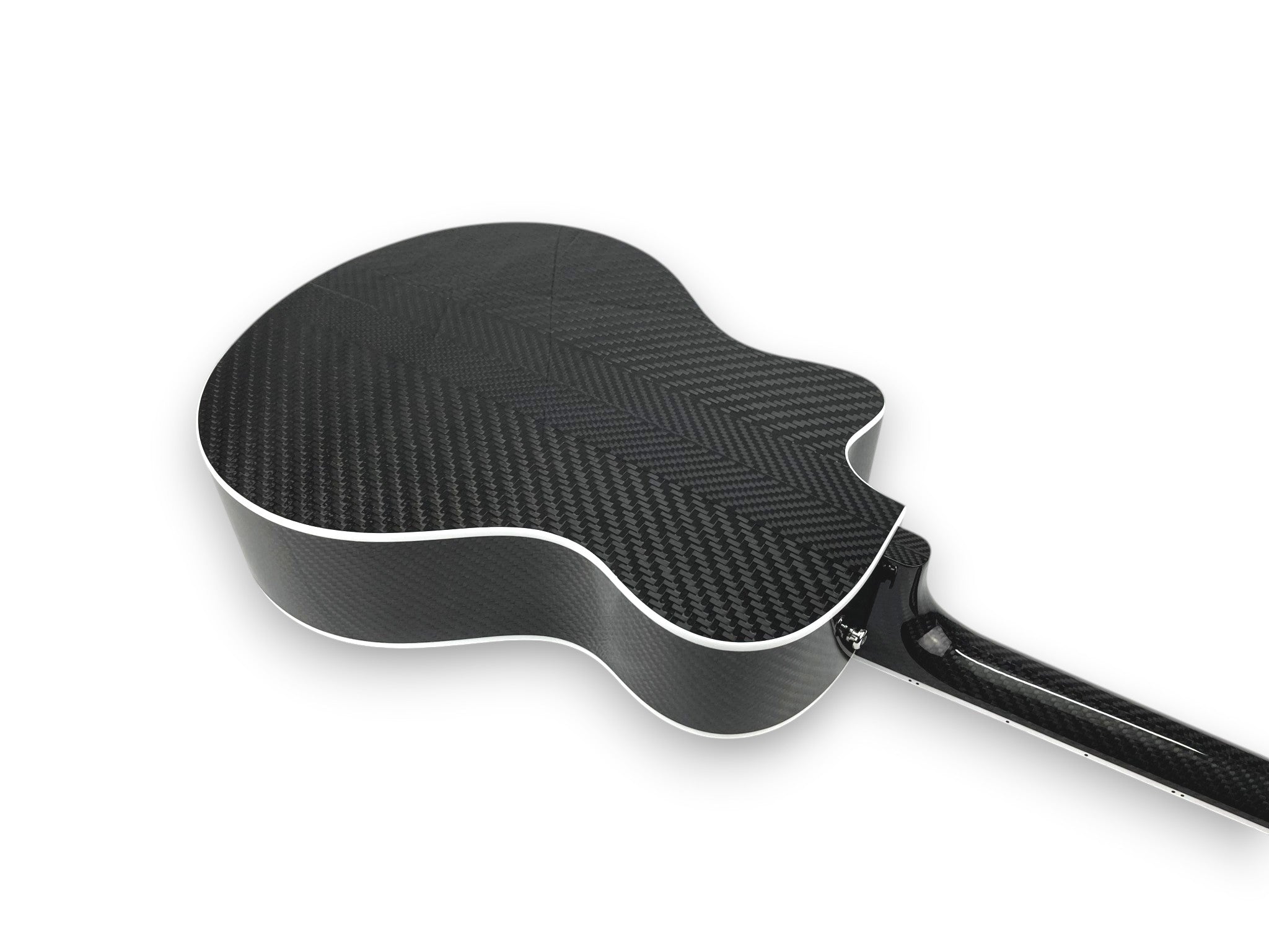 Grand Auditorium Cutaway Carbon Fiber Acoustic Guitar Back Side Detail Bookmatched Chevron Pattern V-pattern Twill Weave Twill Pattern   - Heritage Series - Professional Performance