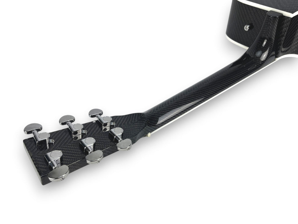 Grand Auditorium Cutaway Carbon Fiber Acoustic Guitar Neck Back Side Detail Tuning Pegs Chrome - Heritage Series - Professional Performance