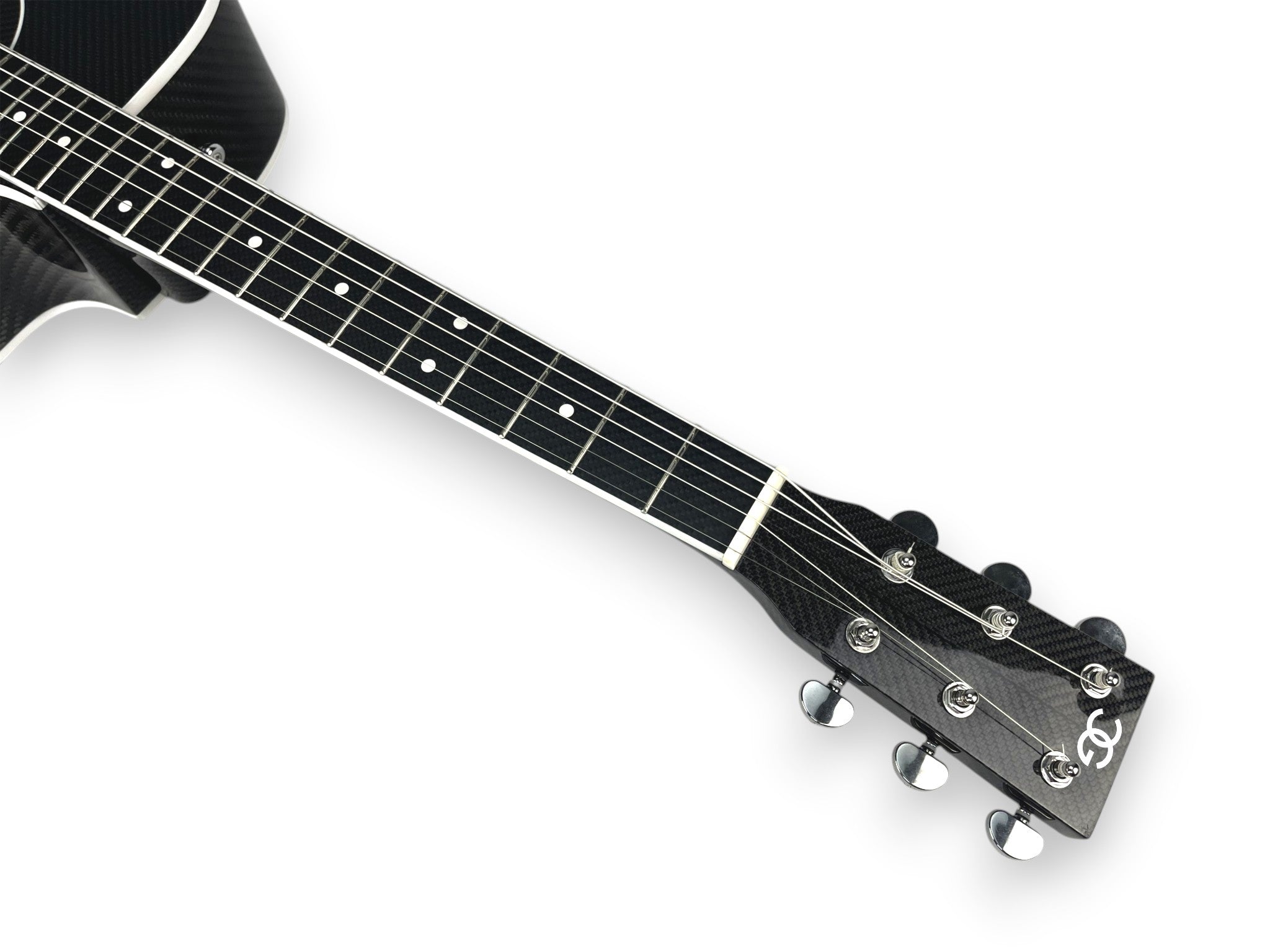 Dreadnought Cutaway Carbon Fiber Acoustic Guitar Detail Neck Front Side  Tuning Pegs Chrome - Heritage Series - Professional Performance